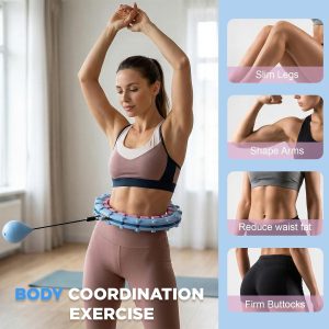 HCOIW Weighted Infinity Fitness Detachable Hoop Silent 47 Inch, 24 Knots