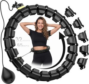 HCOIW Plus Size Weighted Hula Infinity Fitness Detachable Hoop 65 Inch, 32 Knots